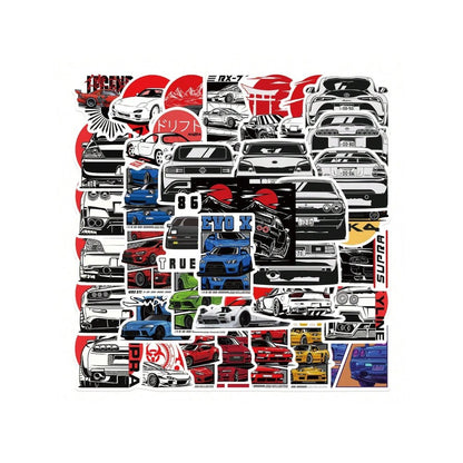 50PCS JDM Japanese-Style Racing Graffiti Stickers Stylish and Fashionable Decals for Notebooks Perfect for Luggage, Laptops, Skateboards, and Stationery Cases
