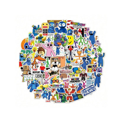 50PCS Cute Cartoon Rainbow Friends Doodle Stickers Exquisite, Fashionable, Creative DIY Decorative Decals Perfect for Desks, Suitcases, Laptops, Skateboards, and Stationery Cases