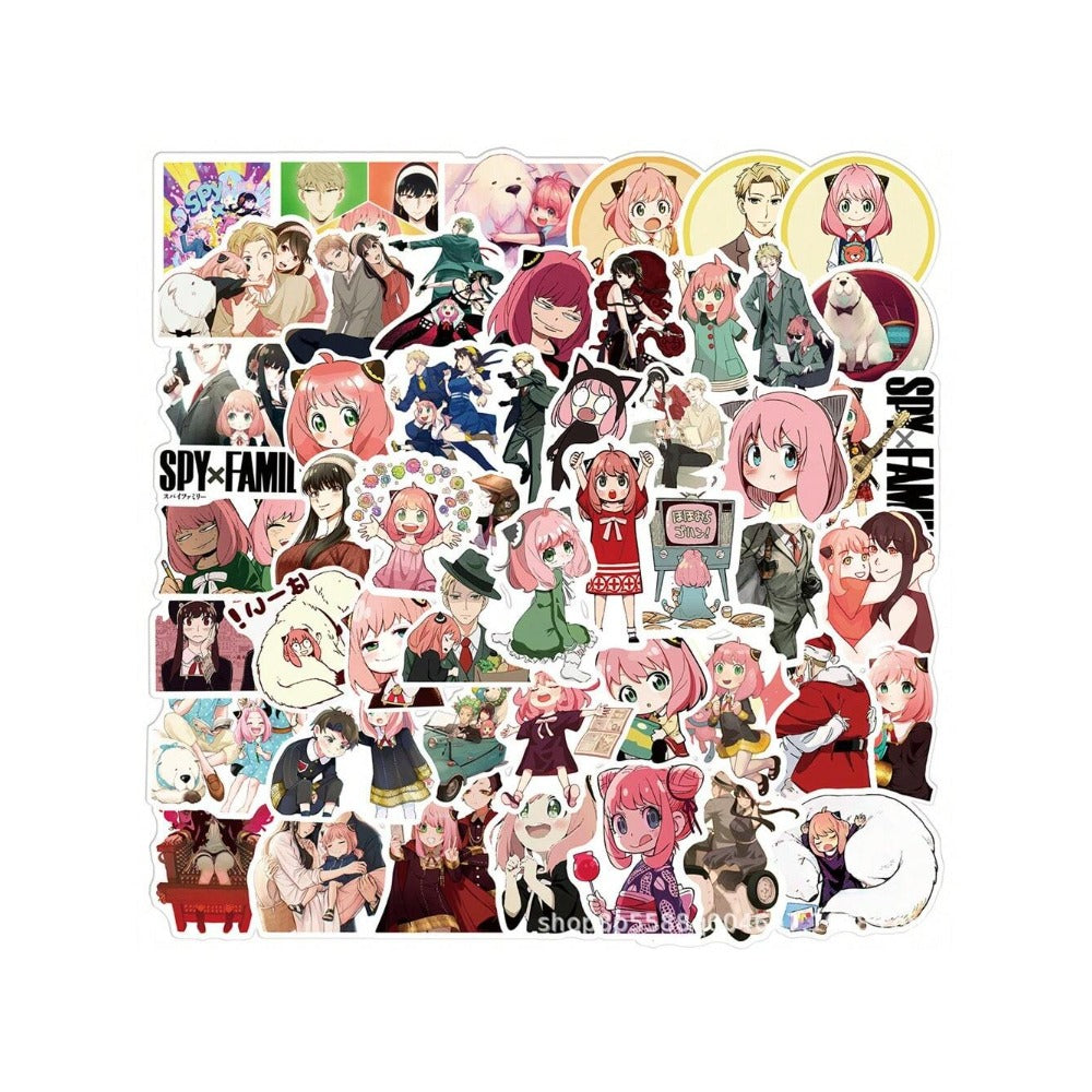 50PCS SPY*FAMILY Japanese Anime Cute Anya Doodle Stickers Exquisite, Fashionable, Creative DIY Journal Decorative Decals Suitable for Suitcases, Laptops, Phone Cases, and Stationery Boxes