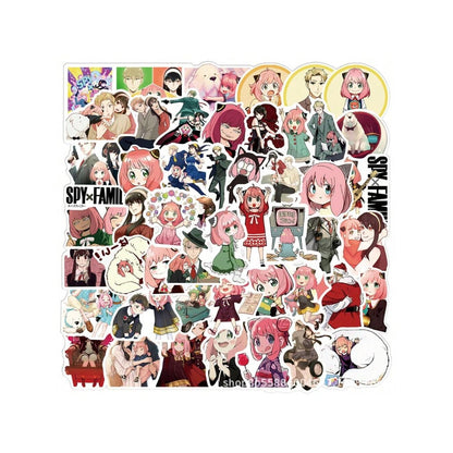 50PCS SPY*FAMILY Japanese Anime Cute Anya Doodle Stickers Exquisite, Fashionable, Creative DIY Journal Decorative Decals Suitable for Suitcases, Laptops, Phone Cases, and Stationery Boxes