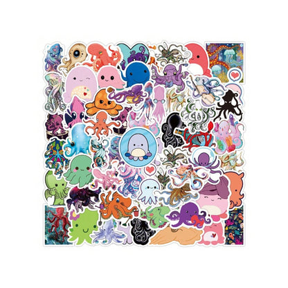 50PCS Cute Cartoon Octopus Doodle Stickers Exquisite, Fashionable, Creative DIY Decorative Decals Perfect for Notebooks, Laptops, Suitcases, Skateboards, Water Bottles, Helmets, and Stationery Cases