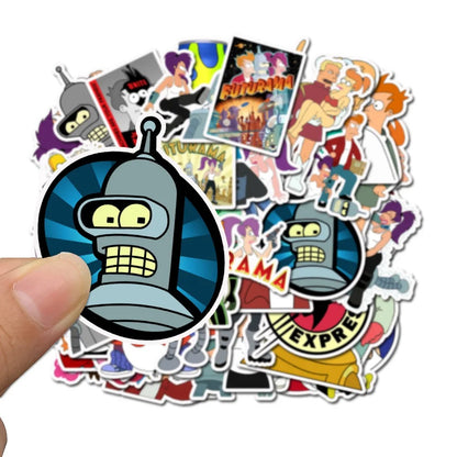 50PCS Cartoon Anime Fly Out Future Graffiti Stickers Exquisite Cartoon Character Decorative Decals Suitable for Skateboards, Water Bottles, Helmets, Guitars, Stationery Boxes, and Desktops