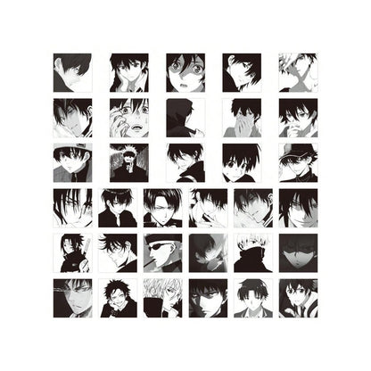 60PCS Anime Black & White Boy Avatar Series Doodle Stickers Exquisite, Fashionable, Creative DIY Journal Decorations Suitable for Luggage, Laptops, Skateboards, Phone Cases, and Stationery Boxes