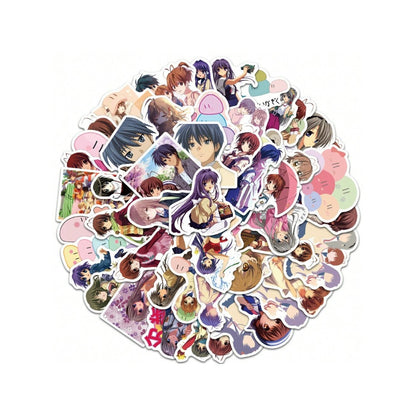50PCS Classic Japanese Romance Anime CLANNAD Character Doodle Stickers Perfect for Suitcases, Laptops, Phone Cases, Stationery Boxes, and Desktop Decor