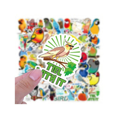 50-Piece Cartoon Animal Parrot Doodle Stickers Exquisite, Fashionable & Creative DIY Decorative Stickers for Notebooks Suitable for Fridges, Helmets, Skateboards, Water Bottles & Stationery Boxes