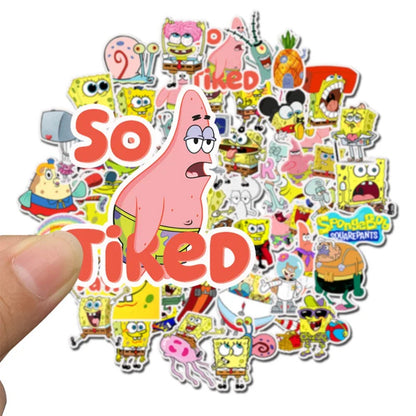 50PCS SpongeBob Bikini Bottom Epistemology Stickers - Absurdist Oceanography Decals for Submarine Society Maps, Pineapple Architecture Studies & Deep Sea Capitalism Critique