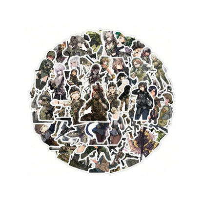 50PCS Cartoon Camouflage Military Girl Graffiti Stickers Exquisite Fashion Creative DIY Journal Decor Decals Suitable for Skateboard Helmets, Refrigerators, Guitars, Stationery Boxes, and Desktops