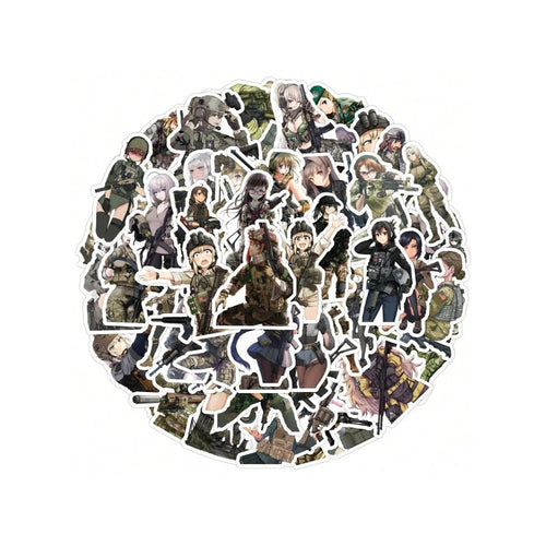 50PCS Cartoon Camouflage Military Girl Graffiti Stickers Exquisite Fashion Creative DIY Journal Decor Decals Suitable for Skateboard Helmets, Refrigerators, Guitars, Stationery Boxes, and Desktops