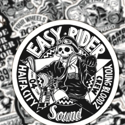 50PCS Black and White Retro Punk Cartoon Graffiti Stickers Perfect for Kids' Luggage, Water Bottles, Helmets, Skateboards, Guitars DIY Exquisite Desktop Decor Decals