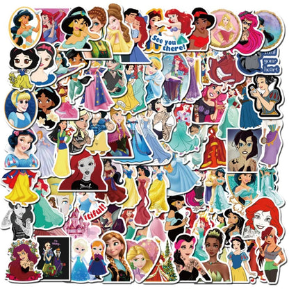 50PCS Cute Cartoon Princess Doodle Stickers Perfect for Suitcases, Laptops, Phone Cases, Skateboards, Water Bottles, Stationery Boxes Exquisite DIY Desktop Decor Decals