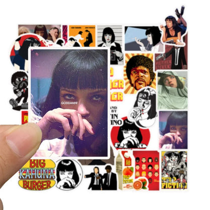 50PCS Pulp Fiction Character Graffiti Stickers for Skateboards, Suitcases, Stationery Boxes, Refrigerators, Water Cups - Exquisite Creative Decorative Decals
