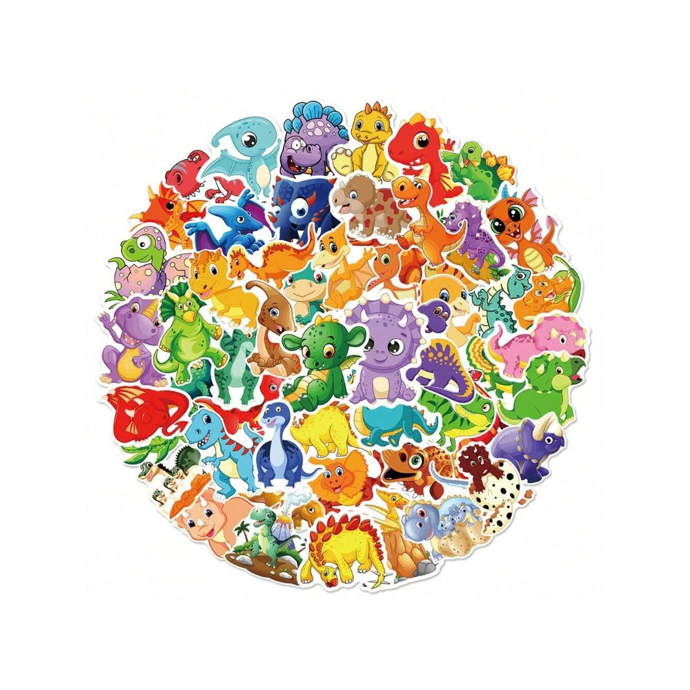 60PCS Cute Cartoon Dinosaur Doodle Stickers Exquisite, Fashionable, Creative DIY Decorative Decals Perfect for Notebooks, Refrigerators, Helmets, Guitars, Water Bottles, Skateboards, and Stationery Boxes