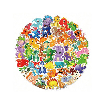 60PCS Cute Cartoon Dinosaur Doodle Stickers Exquisite, Fashionable, Creative DIY Decorative Decals Perfect for Notebooks, Refrigerators, Helmets, Guitars, Water Bottles, Skateboards, and Stationery Boxes