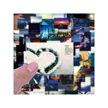 60PCS Beautiful Scenery Night Graffiti Stickers Exquisite, Fashionable, Creative DIY Journal Decorations Suitable for Bicycles, Scooters, Car Helmets, Laptops, and Stationery Boxes