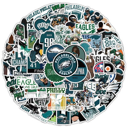 50PCS Philadelphia Eagles Fan Stickers, Cartoon Football Doodles to Show Your Philly Pride and Team Spirit