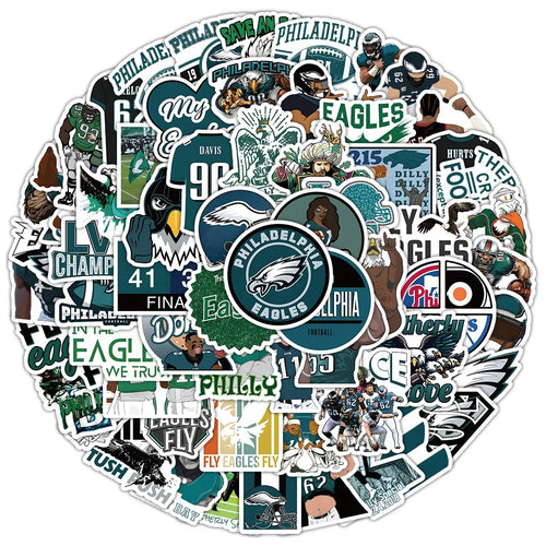 50PCS Philadelphia Eagles Fan Stickers, Cartoon Football Doodles to Show Your Philly Pride and Team Spirit