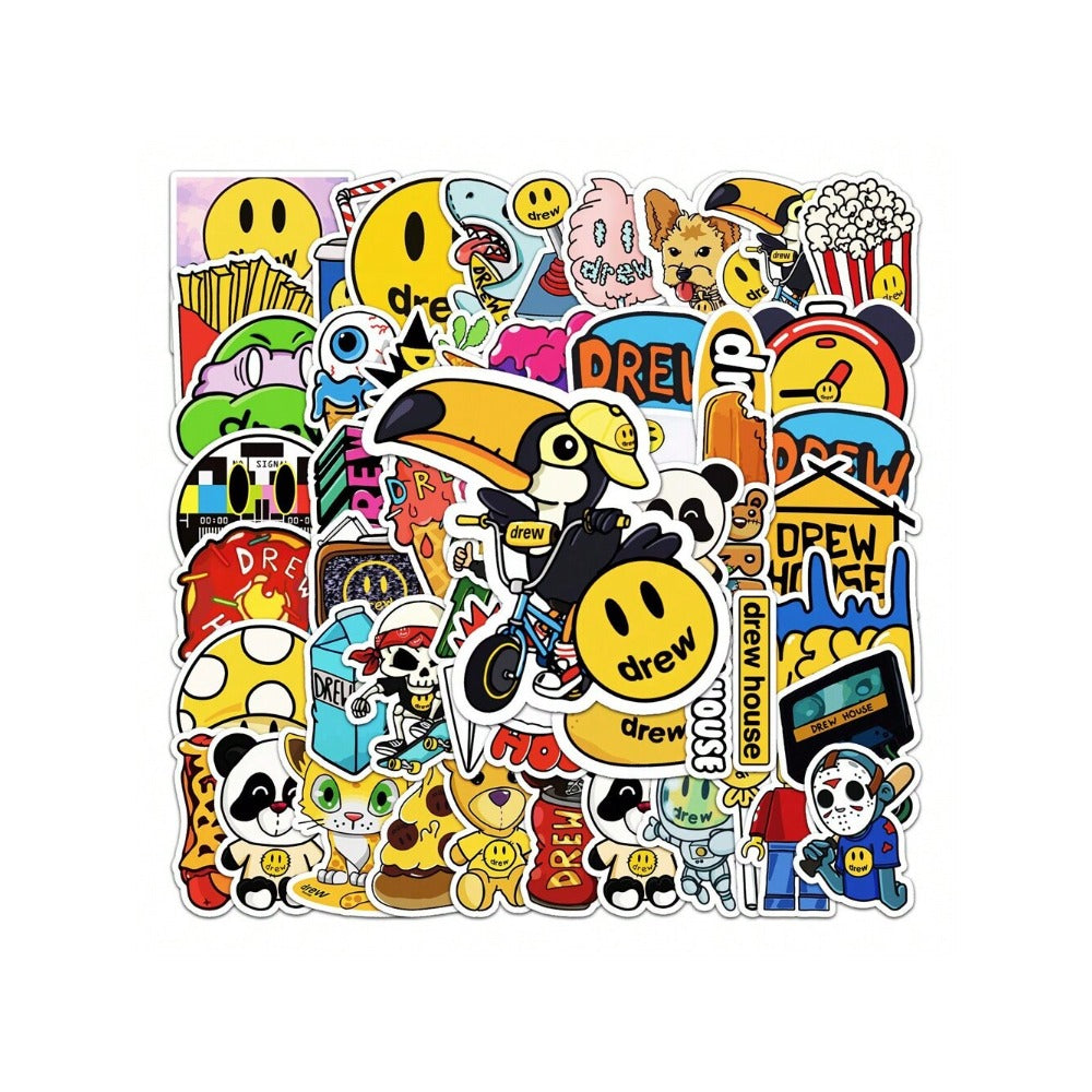 54PCS Cartoon Pop Art Pattern Doodle Stickers Exquisite Creative DIY Journal Decorative Decals Suitable for Water Bottles, Computers, Suitcases, Refrigerators, Stationery Boxes, and Desktops