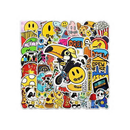 54PCS Cartoon Pop Art Pattern Doodle Stickers Exquisite Creative DIY Journal Decorative Decals Suitable for Water Bottles, Computers, Suitcases, Refrigerators, Stationery Boxes, and Desktops