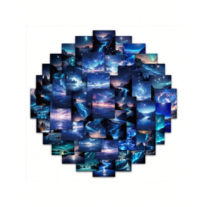 50PCS Dreamy Starry Sky Series Doodle Stickers Space Travel Cartoon Scenery Suitable for Skateboards, Guitars, Water Bottles, Helmets, Stationery Boxes, Desktop Decorations