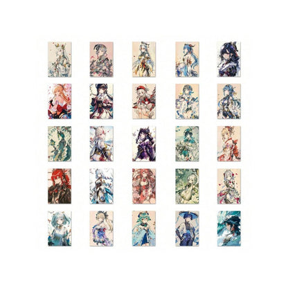 50PCS New Ink-Style Genshin Impact Game Doodle Stickers Exquisite Creative Anime Character Merchandise DIY Decorative Decals for Laptops, Guitars, Water Bottles, Stationery Cases, and Desktops
