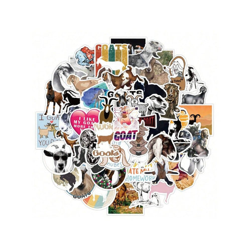 50PCS Cute Cartoon Animal Goat Doodle Stickers Exquisite Fashion Creative DIY Decorative Decals Perfect for Mugs, Helmets, Skateboards, Stationery Boxes, and Desktops