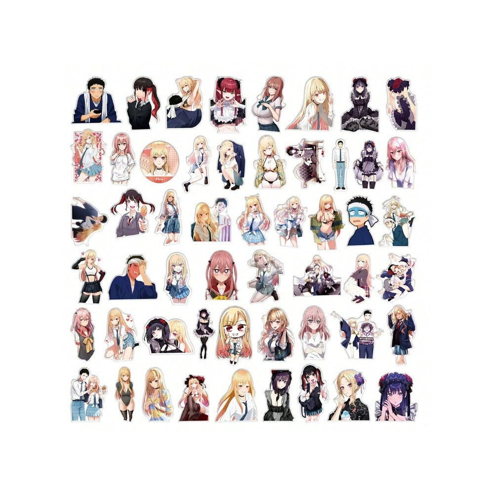 50PCS Anime Dress-Up Dolls Falling in Love Graffiti Stickers Exquisite Fashion Creative DIY Decorative Decals Suitable for Luggage, Laptops, Skateboards, Water Bottles, Stationery Cases, and Desktops