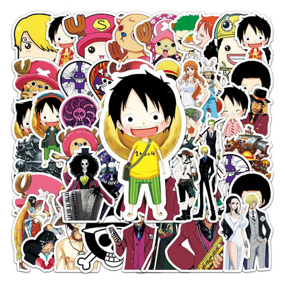 56PCS Anime One Piece Straw Hat Boy Doodle Stickers Perfect for Suitcases, Tablets, Skateboards, Water Bottles Exquisite DIY Notebook & Desktop Decor Decals