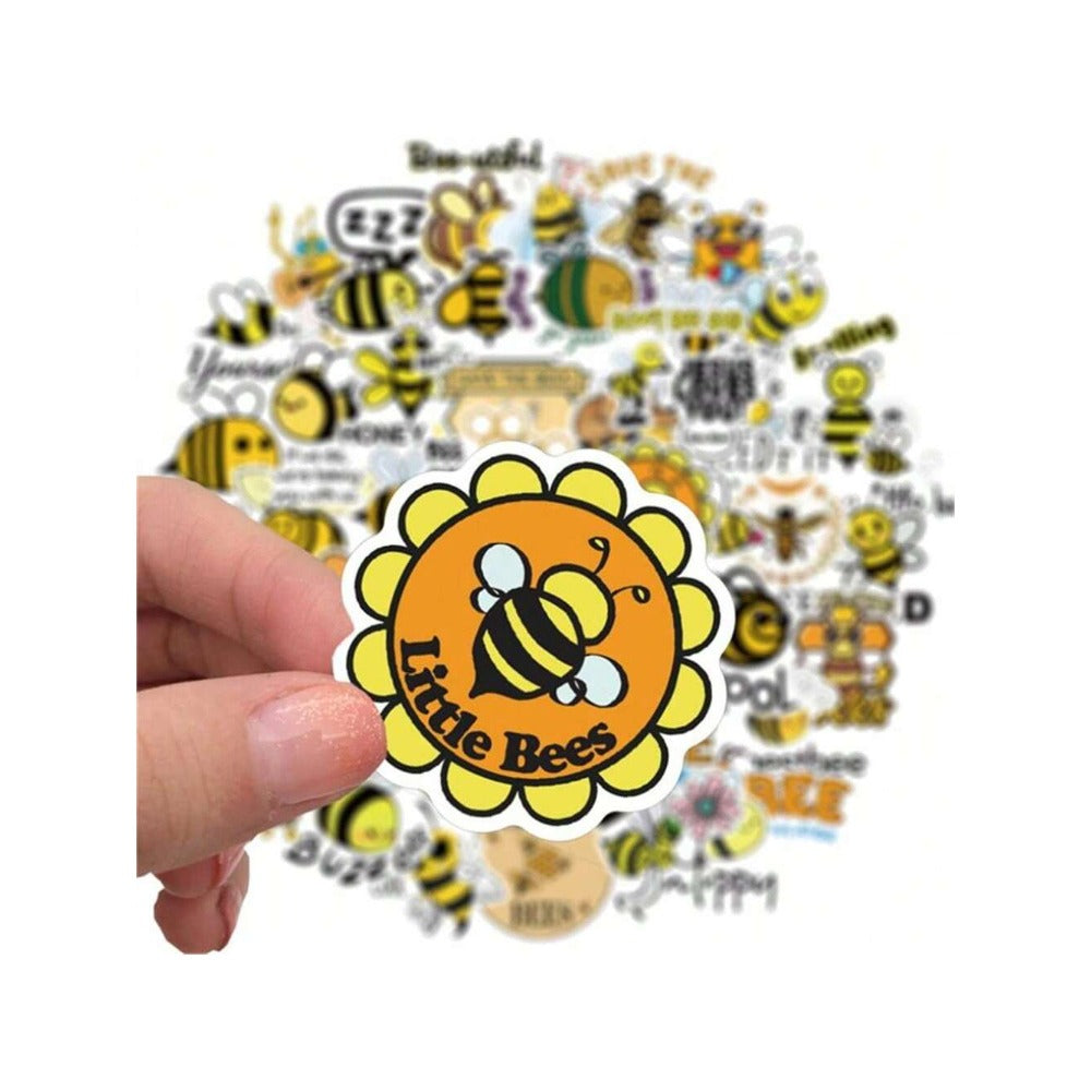 50PCS Fresh & Cute Bee Insect Cartoon Doodle Stickers Exquisite Fashion Creative DIY Journal Decorative Decals Suitable for Cups, Helmets, Skateboards, Refrigerators, Stationery Boxes