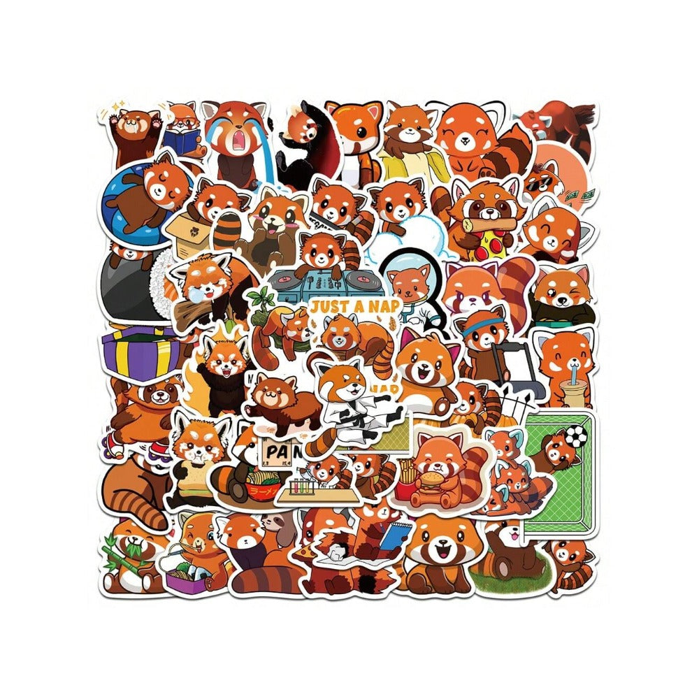 50PCS Cartoon Cute Raccoon Doodle Stickers Exquisite, Fashionable, Creative DIY Decorative Sticker Art Perfect for Notebooks, Refrigerators, Skateboards, Suitcases, Laptops, Stationery Boxes, and Desktops