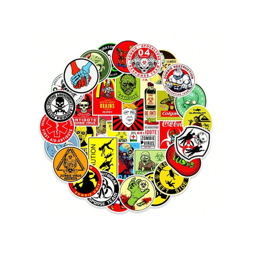 50PCS Cartoon Bio-Zombie Theme Series Doodle Stickers Exquisite, Fashionable, Creative, Trendy DIY Decorative Decals for Notebooks Perfect for Cups, Helmets, Skateboards, and Stationery Cases
