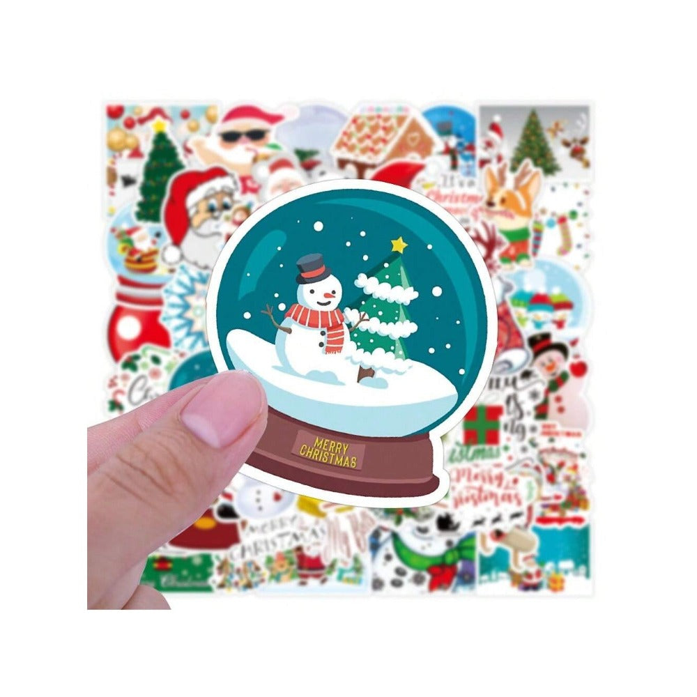 50PCS Christmas Cartoon Character Adorable Doodle Stickers Exquisite, Fashionable, Creative Journal Decals Perfect for Suitcases, Notebooks, Refrigerators, Water Bottles, Helmets, Stationery Boxes, and Desktops