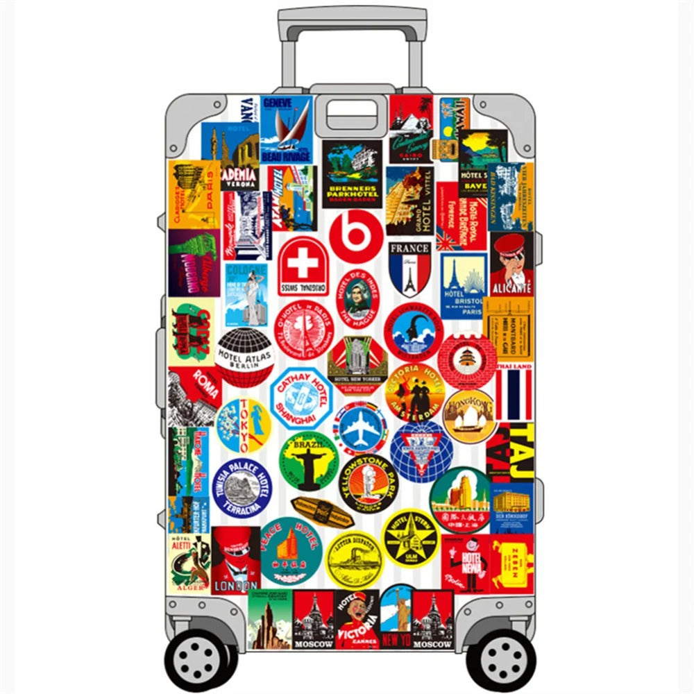 50PCS Classic Cartoon Scenery Building Doodle Stickers for Phone Cases, Laptops, Skateboards, Water Bottles, Helmets, Stationery Boxes, and Desktop Decor