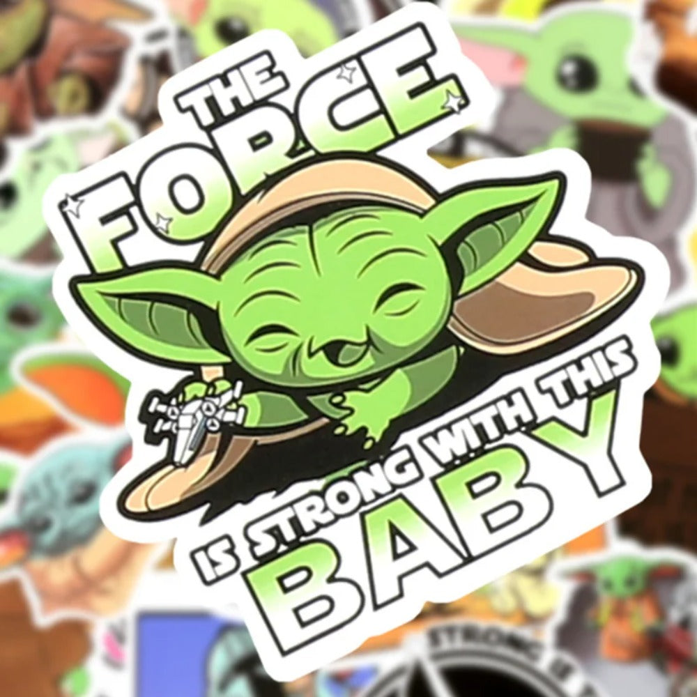 50PCS Cartoon Manloda Yoda Baby Doodle Stickers Perfect for Guitar, Skateboard, Water Bottle, Luggage, Helmet, Stationery Box Exquisite DIY Desktop Decor Decals
