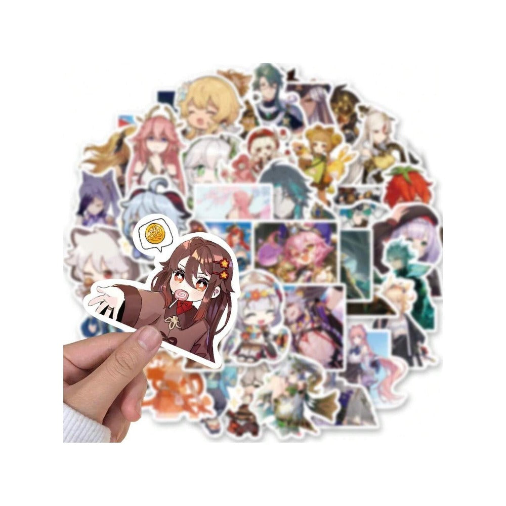 50PCS Cartoon Genshin Impact Character Merchandise Doodle Stickers Exquisite, Stylish, Creative DIY Decorative Decals Suitable for Computer Desks, Guitars, Skateboards, Water Bottles, Stationery Boxes, and Table Surfaces