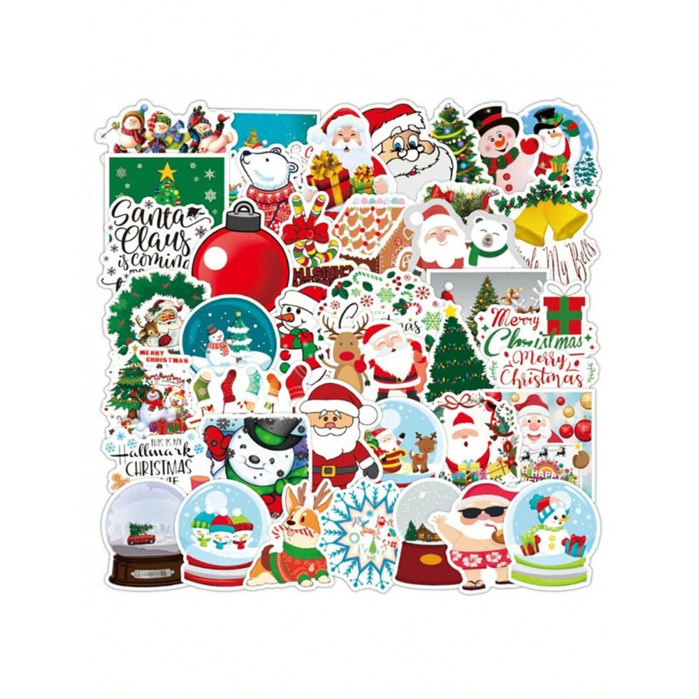 50PCS Cartoon Christmas Gift Doodle Stickers Festive, Stylish, Creative DIY Decorative Decals Perfect for Mugs, Helmets, Skateboards, Refrigerators, Laptops, Stationery Boxes, and Desks