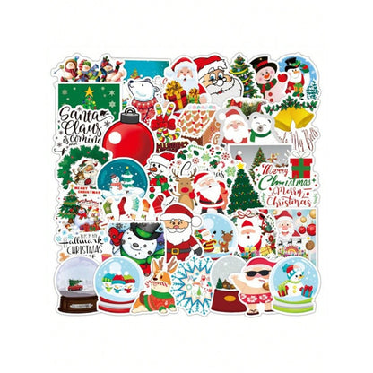 50PCS Cartoon Christmas Gift Doodle Stickers Festive, Stylish, Creative DIY Decorative Decals Perfect for Mugs, Helmets, Skateboards, Refrigerators, Laptops, Stationery Boxes, and Desks
