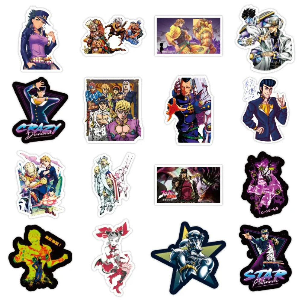 50PCS Japanese Anime JOJO's Bizarre Adventure Doodle Stickers Suitable for Skateboards, Laptops, Phone Cases, Water Bottles, Stationery Boxes Decorative Decals
