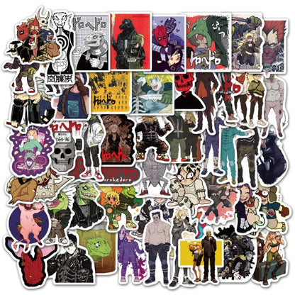 50PCS Japanese Anime Horror Alien Stickers - Creepy Monster Doodle Vinyl Decals for Skateboards, Laptops & Otaku Culture Collectibles