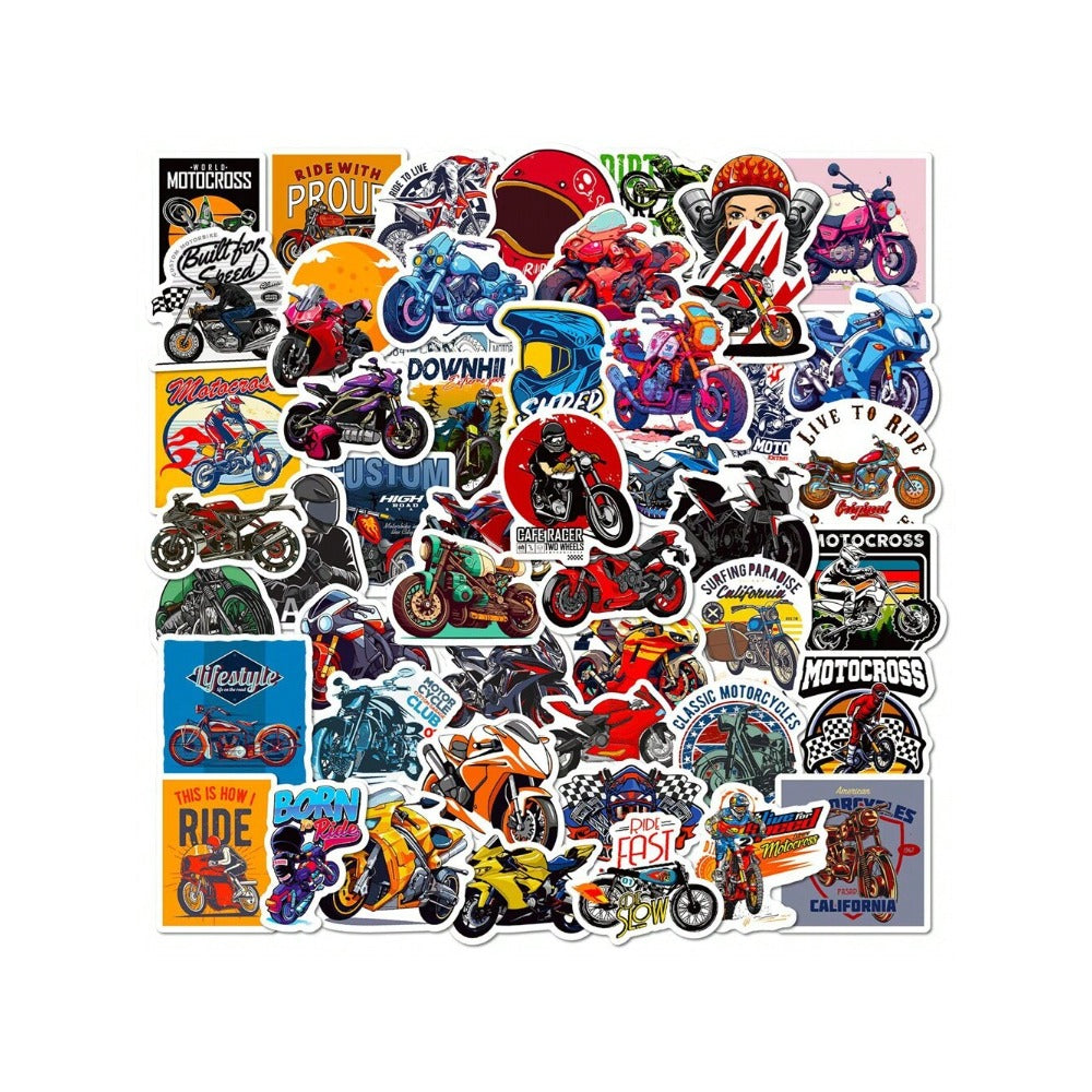 50PCS Cartoon Dirt Bike Graffiti Stickers Exquisite, Stylish, Creative DIY Decorative Decals Suitable for Laptops, Suitcases, Guitars, Stationery Boxes, and Desktops