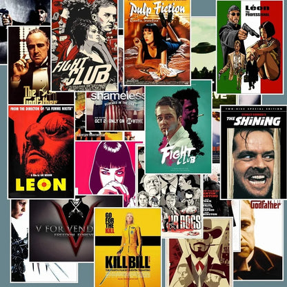 25-Piece Classic Movie Poster Series Doodle Stickers Perfect for luggage, phone cases, water bottles, skateboards, pencil cases, and desktop decorations.