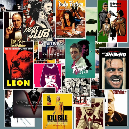 25-Piece Classic Movie Poster Series Doodle Stickers Perfect for luggage, phone cases, water bottles, skateboards, pencil cases, and desktop decorations.