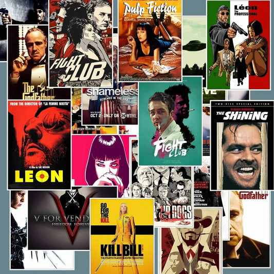 25-Piece Classic Movie Poster Series Doodle Stickers Perfect for luggage, phone cases, water bottles, skateboards, pencil cases, and desktop decorations.