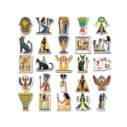 50PCS Cartoon Ancient Egypt Graffiti Stickers Exquisite, Fashionable, Creative DIY Journal Decorations Suitable for Bags, Skateboards, Laptops, Refrigerators, Phone Cases, and Stationery Boxes