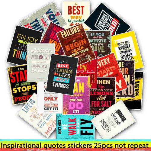 25-Piece Motivational Quotes Sticker Set Perfect for luggage, laptops, skateboards, water bottles, pencil cases, and desktop decor