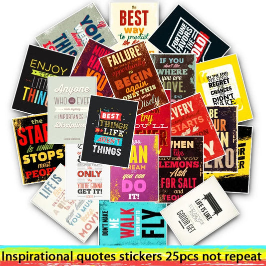 25-Piece Motivational Quotes Sticker Set Perfect for luggage, laptops, skateboards, water bottles, pencil cases, and desktop decor