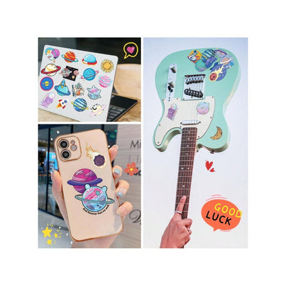50PCS Cartoon Transparent Cosmic Planet Doodle Stickers Exquisite, Stylish, Creative DIY Decorative Stickers for Notebooks Suitable for Refrigerators, Guitars, Helmets, Skateboards, and Stationery Boxes