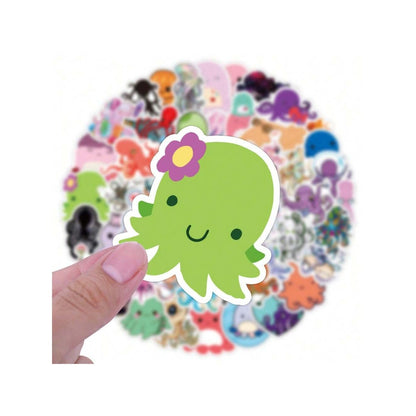 50PCS Cute Cartoon Octopus Doodle Stickers Exquisite, Fashionable, Creative DIY Decorative Decals Perfect for Notebooks, Laptops, Suitcases, Skateboards, Water Bottles, Helmets, and Stationery Cases