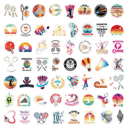 60PCS Cartoon Classic Sports Badminton Series Decorative Graffiti Stickers Exquisite, Fashionable, Creative DIY Journal Stickers Suitable for Water Bottles, Helmets, Skateboards, Pencil Cases, and Desktops