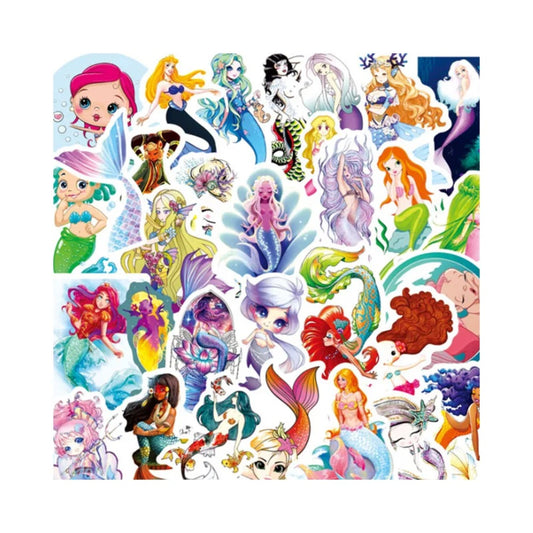 50 PCS Cute Cartoon Mermaid Fairy Tale Girl Doodle Stickers for Suitcases, Skateboards, Water Bottles, Helmets, Guitars, and More Perfect DIY Desktop and Planner Decorative Decals