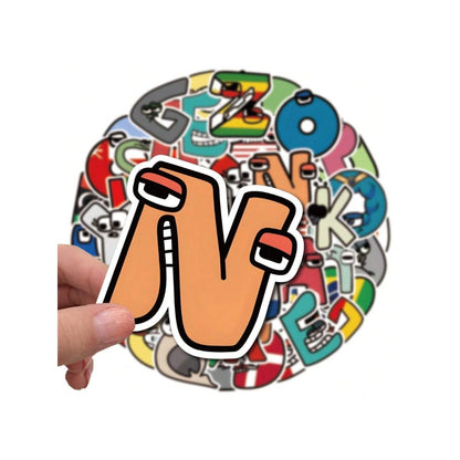 50PCS Adorable Cartoon Alphabet Doodle Stickers Exquisite, Fashionable, Creative DIY Decorative Stickers for Notebooks, Water Bottles, Helmets, Guitars, Stationery Boxes, and Desktops